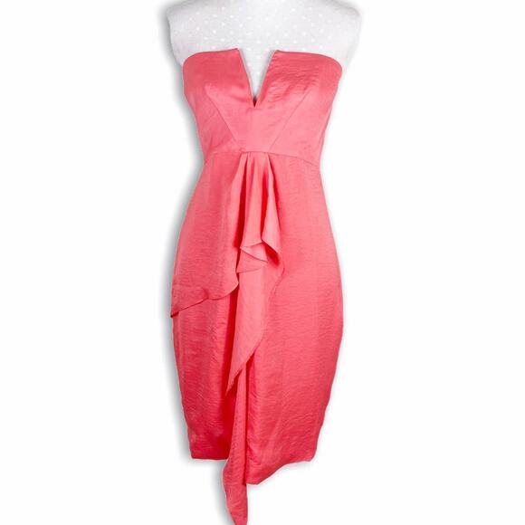 StyleStalker‎ Cocktail Dress Sz M Coral Strapless - Picture 1 of 10